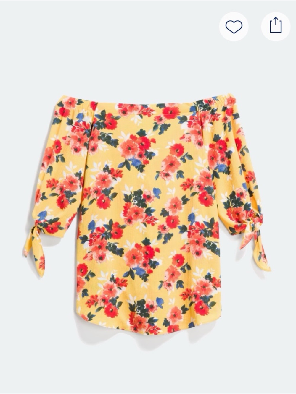 Off-Shoulder Yellow Floral Tie-Sleeve Women’s Top Size Medium